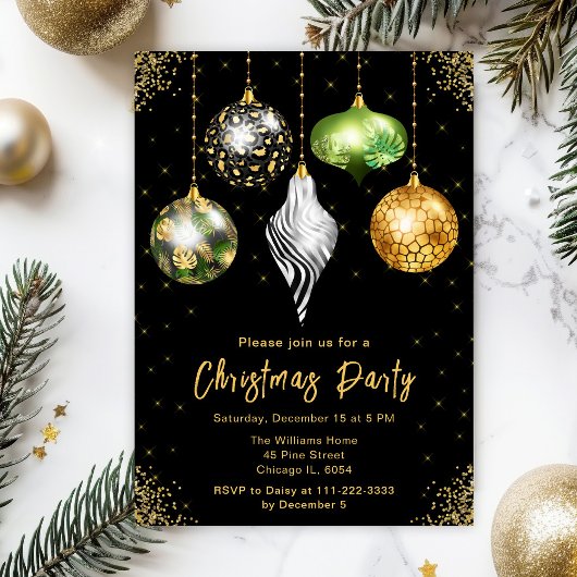 Invitation Safari Print Ornaments Christmas Party