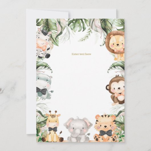 Invitation Safari quatre Ever Wild, 4e Anniversaire animaux d (Dos)