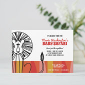 Invitation safari retro lion fille BABY SHOWER (Debout devant)