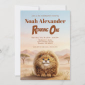 Invitation Safari Roaring One Fluffy Leopard Birthday Party (Devant)