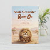 Invitation Safari Roaring One Fluffy Leopard Birthday Party (Debout devant)