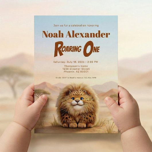 Invitation Safari Roaring One Fluffy Leopard Birthday Party
