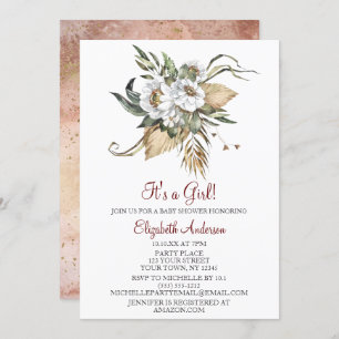 Invitation Safari Sahara Savanna Floral Baby shower FILLE 