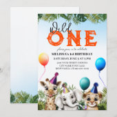 Invitation Safari sauvage Animaux Anniversaire Fête Invitatio (Devant / Derrière)