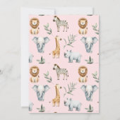 Invitation Safari sauvage Animaux Baby shower fille (Dos)