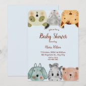 Invitation Safari sauvage Animaux Baby shower garçon (Devant / Derrière)
