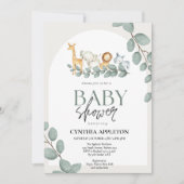 Invitation Safari sauvage Animaux Baby shower Jungle Vert (Devant)