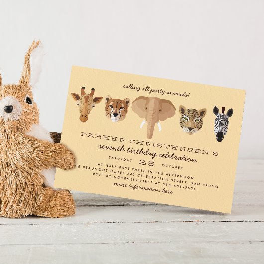 Invitation Safari sauvage Animaux Garçons Anniversaire