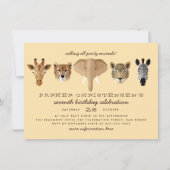Invitation Safari sauvage Animaux Garçons Anniversaire (Devant)