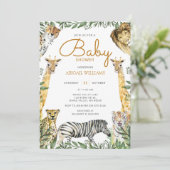 Invitation Safari sauvage avec Baby shower de girafe (Debout devant)