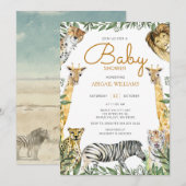 Invitation Safari sauvage avec Baby shower de girafe (Devant / Derrière)