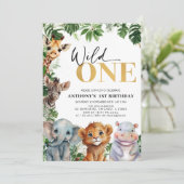 Invitation Safari sauvage de la Jungle tropicale un 1er anniv (Debout devant)