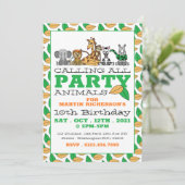 Invitation Safari sauvage, fête d'anniversaire pour enfants (Debout devant)