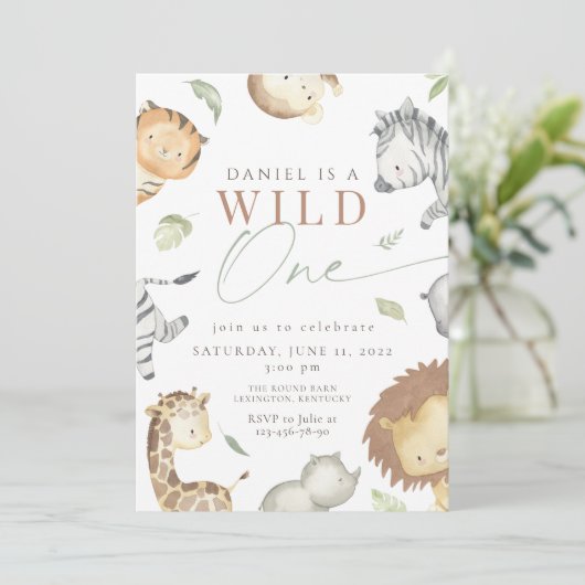 Invitation Safari sauvage un anniversaire (Debout devant)