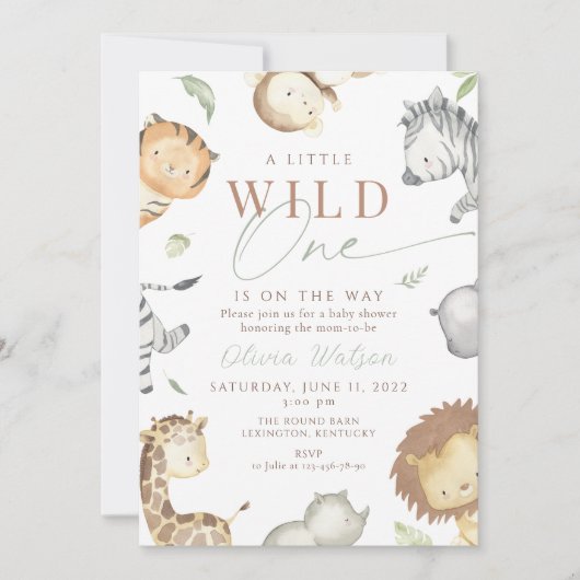 Invitation Safari sauvage un baby shower (Devant)