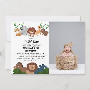 Invitation Safari Sauvage un Simple Premier Anniversaire Bébé
