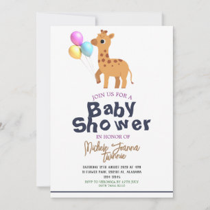 Invitation Safari Simple mignonne Animaux girafes Baby shower