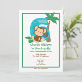 Invitation Safari Singe Sixième fête d'anniversaire (Debout devant)