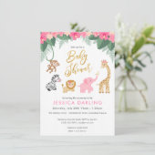 Invitation Safari thème Baby shower avec de mignons bébés ani (Debout devant)