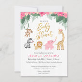 Invitation Safari thème Baby shower avec de mignons bébés ani (Devant)