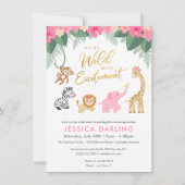 Invitation Safari thème Baby shower avec de mignons bébés ani (Devant)