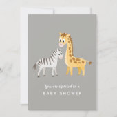 Invitation Safari Thème Baby shower Zebra et Giraffe (Devant)