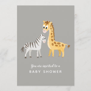 Invitation Safari Thème Baby shower Zebra et Giraffe
