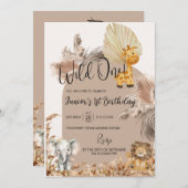Invitation Safari Thème Wild One 1er Anniversaire de enfant I (Devant / Derrière)