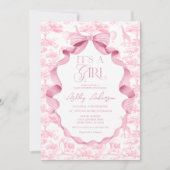 Invitation Safari Toile de Jouy C'est un Baby shower de fille (Devant)