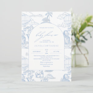Invitation Safari Toile De Jouy Fête de Naissance Garçon