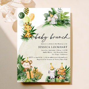 Invitation Safari tropical Animaux Bébé Brunch