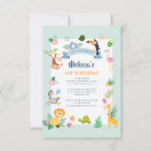Invitation Safari tropical Jungle Animaux 1er anniversaire (Devant)