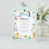 Invitation Safari tropical Jungle Animaux 1er anniversaire (Debout devant)