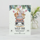 Invitation Safari tropical sauvage Animaux Jungle Anniversair (Debout devant)