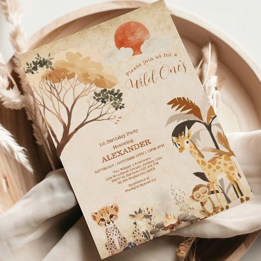 Invitation Safari tropical sauvage Une jungle Animaux Anniver