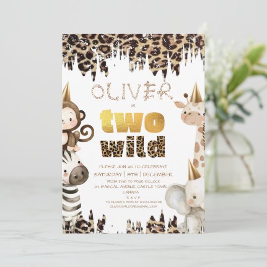Invitation Safari Two Wild 2e anniversaire (Debout devant)