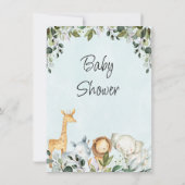 Invitation Safari vert Animaux avec Baby shower Lion (Dos)