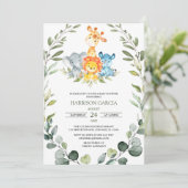 Invitation Safari vert Baby shower animaliers de la Jungle (Debout devant)