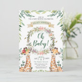 Invitation Safari vert Giraffe Oh Baby shower (Debout devant)