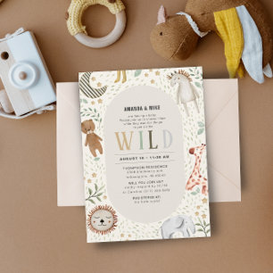 Invitation Safari Wild Genre Baby shower neutre