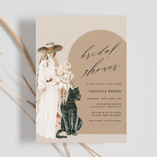 Invitation Safari Wild Leopard Boho Lady Fête des mariées