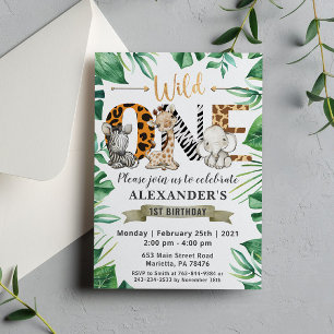 Invitation Safari Wild One 1ère fête d'anniversaire