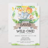 Invitation Safari Wild One 1ère fête d'anniversaire (Devant)