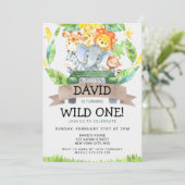 Invitation Safari Wild One 1ère fête d'anniversaire (Debout devant)