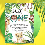 Invitation Safari Wild One Animal Jungle Photo 1er anniversai<br><div class="desc">Beaux animaux bébé safari jungle thème bébé invitation de premier anniversaire ou pour baby shower.vous pouvez customiser le texte et la photo avec outil d'édition.Photo personnalisée 1ère invitation d'anniversaire.message-moi si vous avez besoin d'aide pour l'édition.Cette invitation d'anniversaire de safari sauvage un thème comprend des animaux de bébé qui comprennent le...</div>