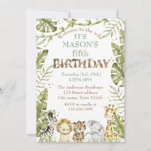 Invitation Safari Wild One Aquarelle Anniversaire