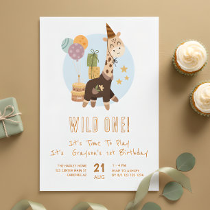 Invitation Safari Wild One Garçon 1er Anniversaire