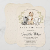 Invitation Safari Wild One Gungle Animaux Baby shower (Devant / Derrière)