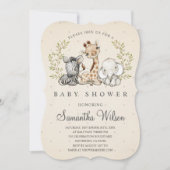 Invitation Safari Wild One Gungle Animaux Baby shower (Devant)
