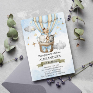 Invitation Safari Wild One Hot Air Balloon Anniversaire